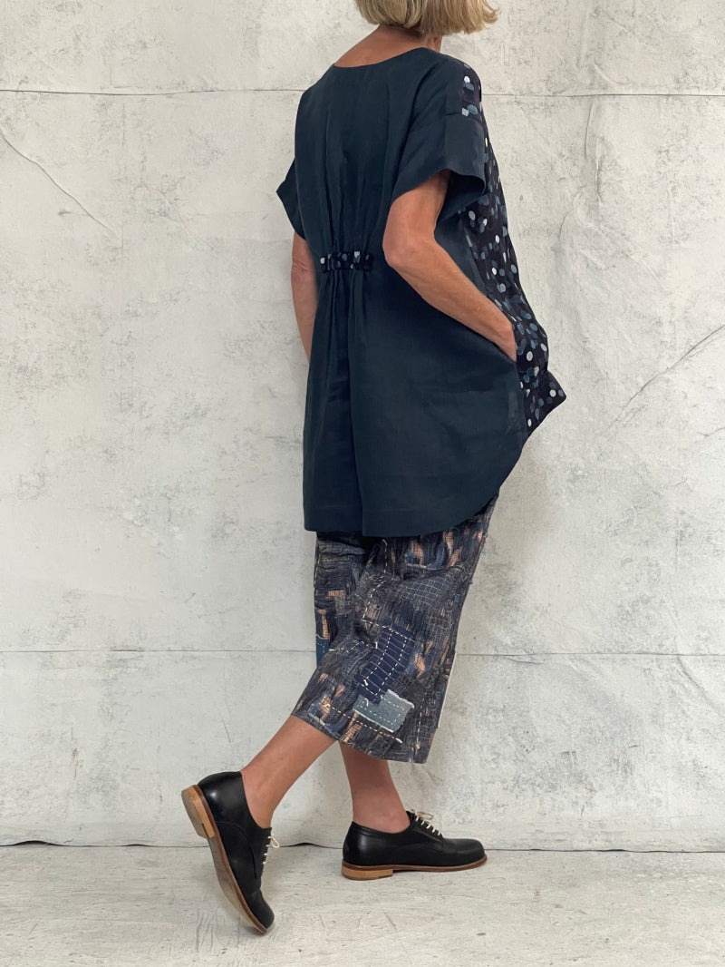 Audrey Culottes-Limited Edition, in Our Signature Boro Inspired Printed Cotton With Hand Patched and Hand Stitched Detail