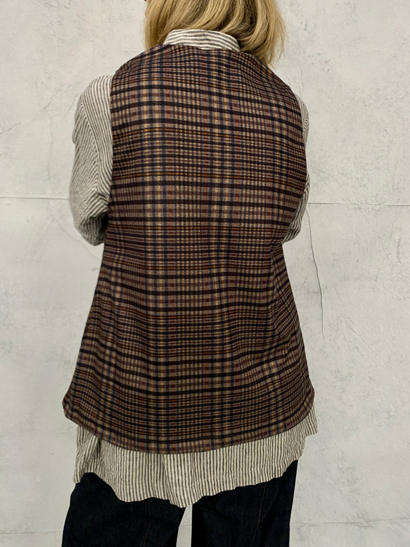Camille Sleeveless Top in Ponti Knit Plaid