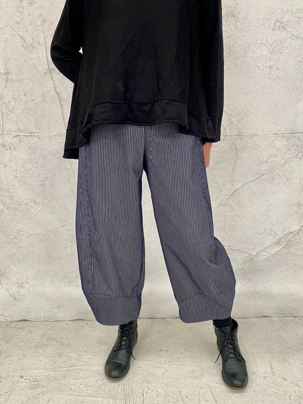 Grace Pant Dark Indigo Stripe Stretch Cotton