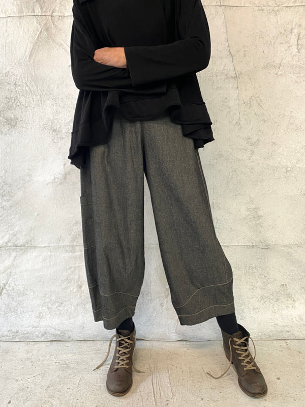 Grace Pant Soft Grey Denim - with extra side pocket (this fabric has cut to a more generous fit)