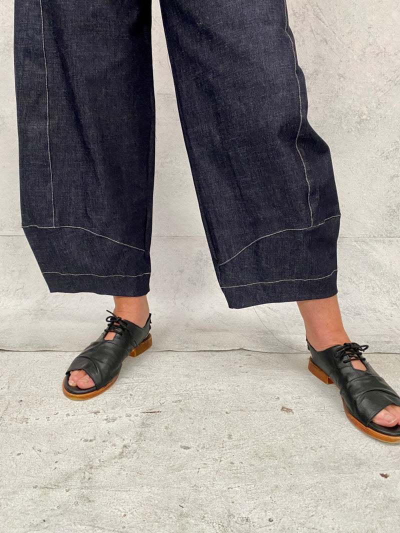 Grace Pants in Stretch Organic Indigo Denim (Midweight) With Natural Topstich
