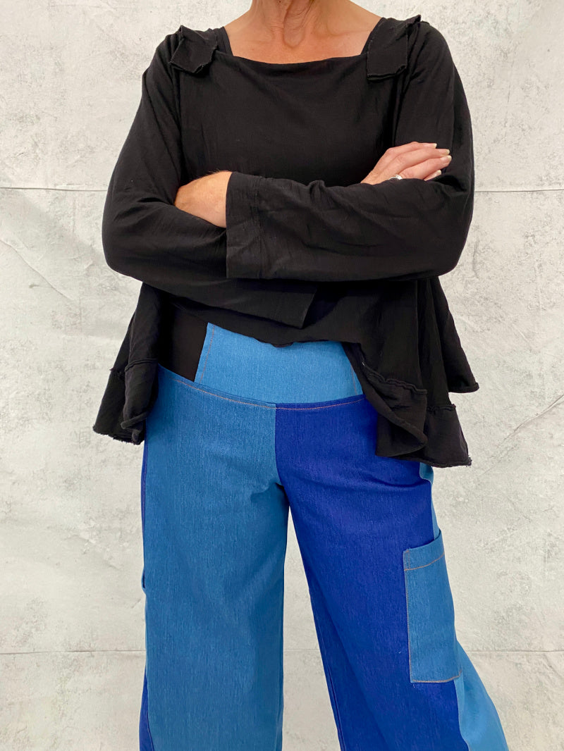 Grace Pants with Added Pockets in Mixed Denims