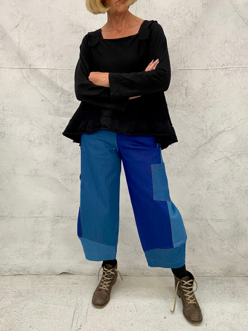 Grace Pants with Added Pockets in Mixed Denims