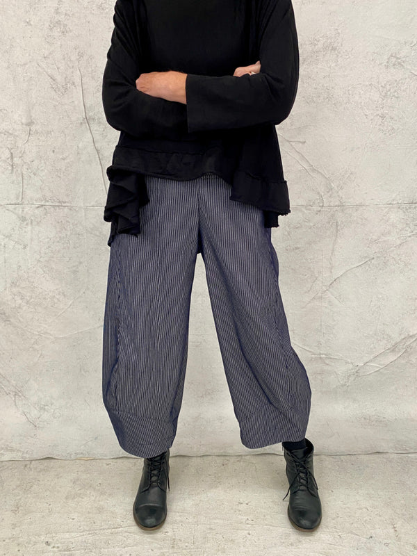Grace Pant Dark Indigo Stripe Stretch Cotton