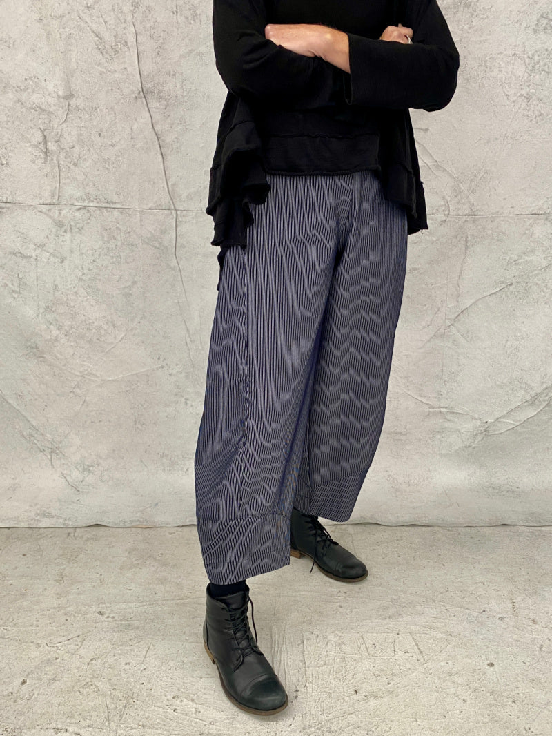 Grace Pant Dark Indigo Stripe Stretch Cotton