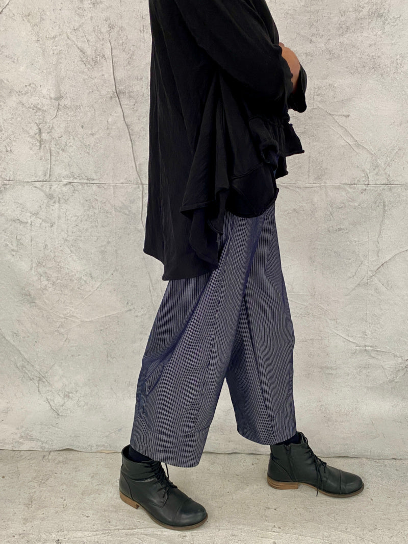 Grace Pant Dark Indigo Stripe Stretch Cotton