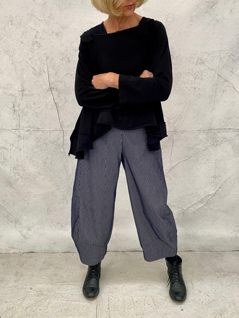 Grace Pant Dark Indigo Stripe Stretch Cotton
