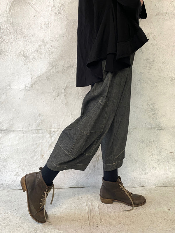 Grace Pant Soft Grey Denim - with extra side pocket (this fabric has cut to a more generous fit)