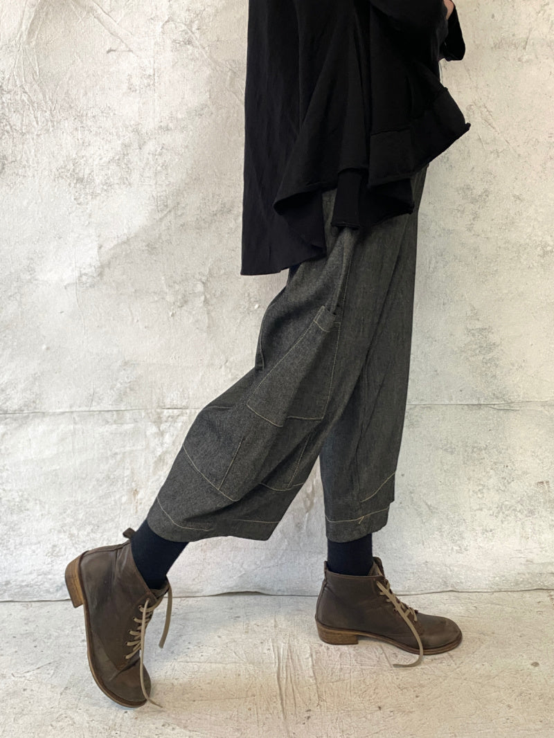 Grace Pant Soft Grey Denim - with extra side pocket (this fabric has cut to a more generous fit)