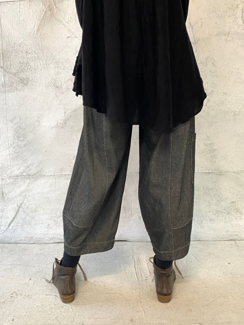 Grace Pant Soft Grey Denim - with extra side pocket (this fabric has cut to a more generous fit)