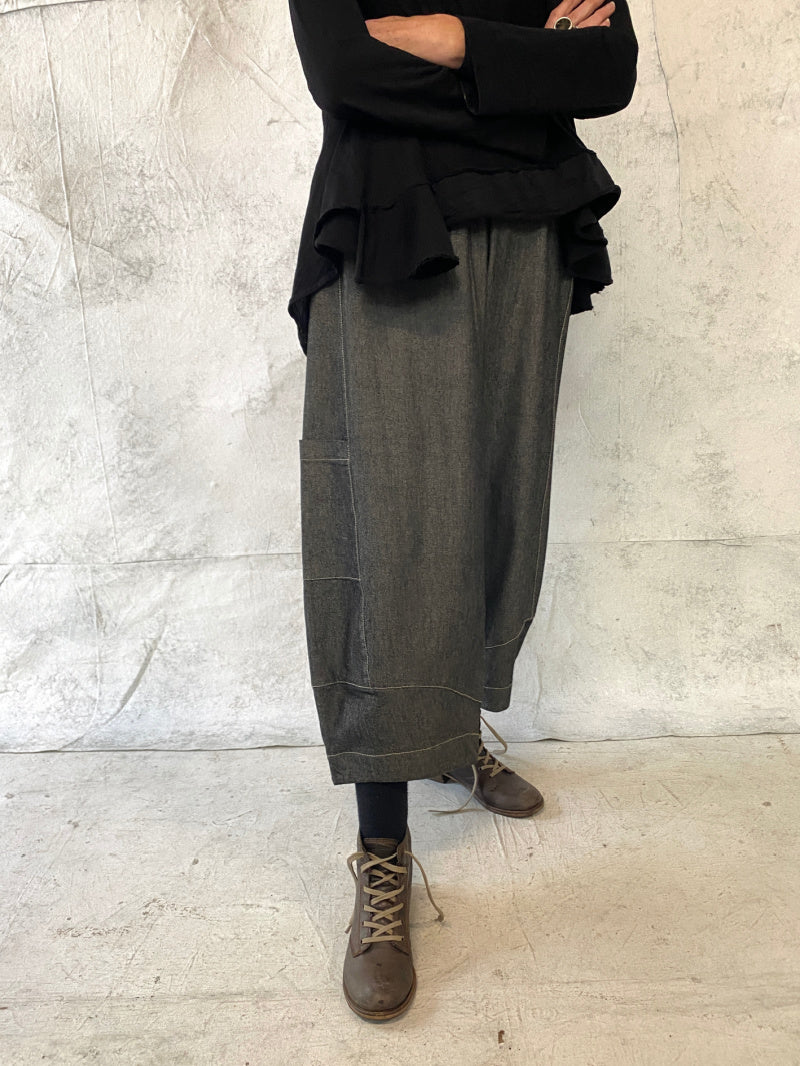 Grace Pant Soft Grey Denim - with extra side pocket (this fabric has cut to a more generous fit)