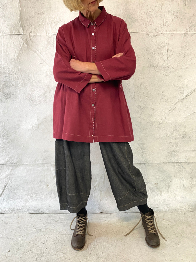 Grace Pant Soft Grey Denim - with extra side pocket (this fabric has cut to a more generous fit)