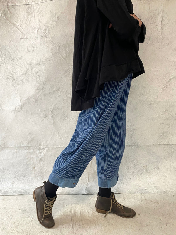Grace Pant Indigo Stripe with added shirt cuff detail (only XL and XXL remain)