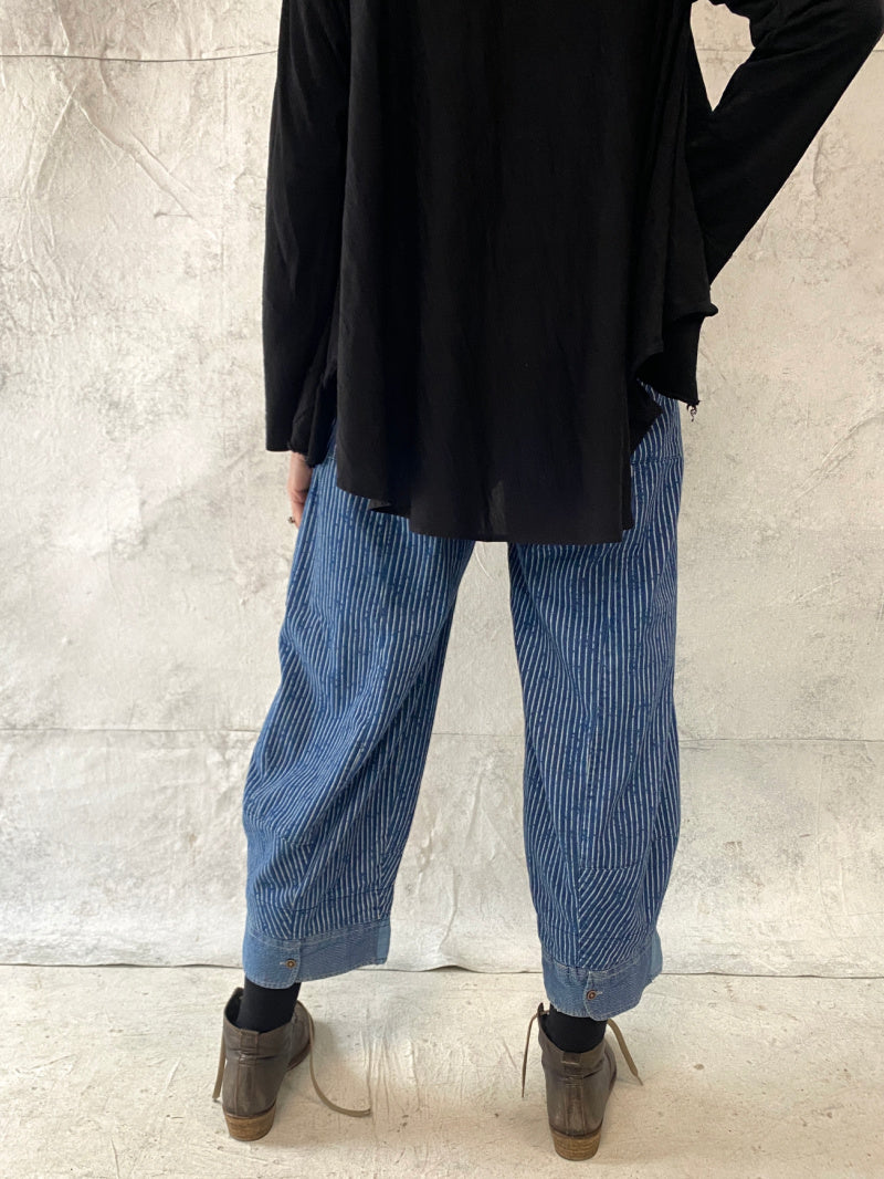 Grace Pant Indigo Stripe with added shirt cuff detail (only XL and XXL remain)