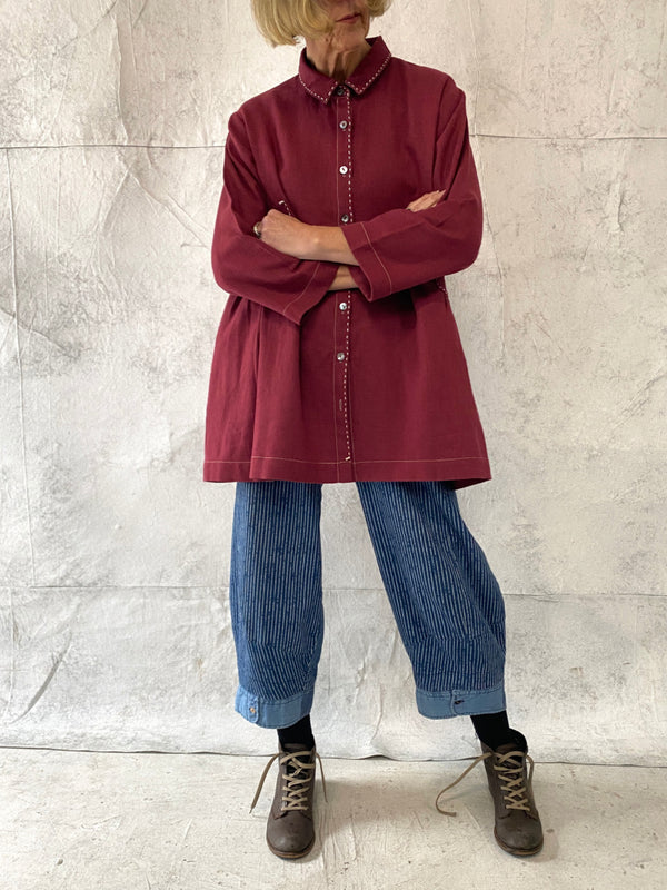 Grace Pant Indigo Stripe with added shirt cuff detail (only XL and XXL remain)