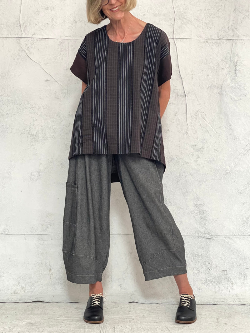 Grace Pant Soft Grey Denim - with extra side pocket (this fabric has cut to a more generous fit)