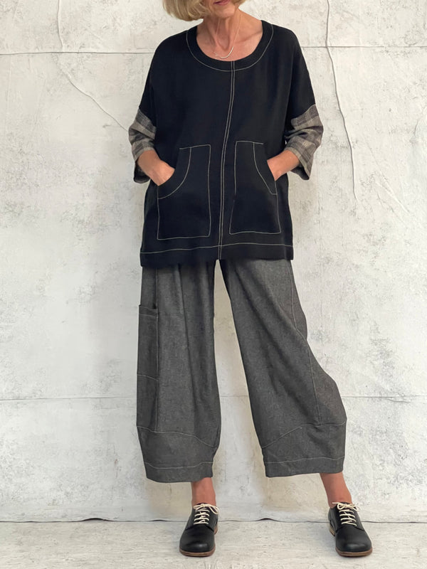 Grace Pant Soft Grey Denim - with extra side pocket (this fabric has cut to a more generous fit)