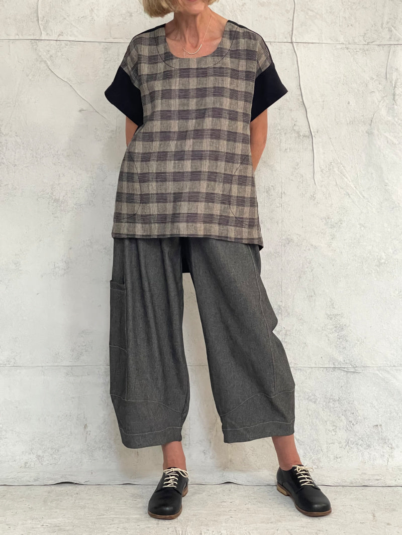 Grace Pant Soft Grey Denim - with extra side pocket (this fabric has cut to a more generous fit)