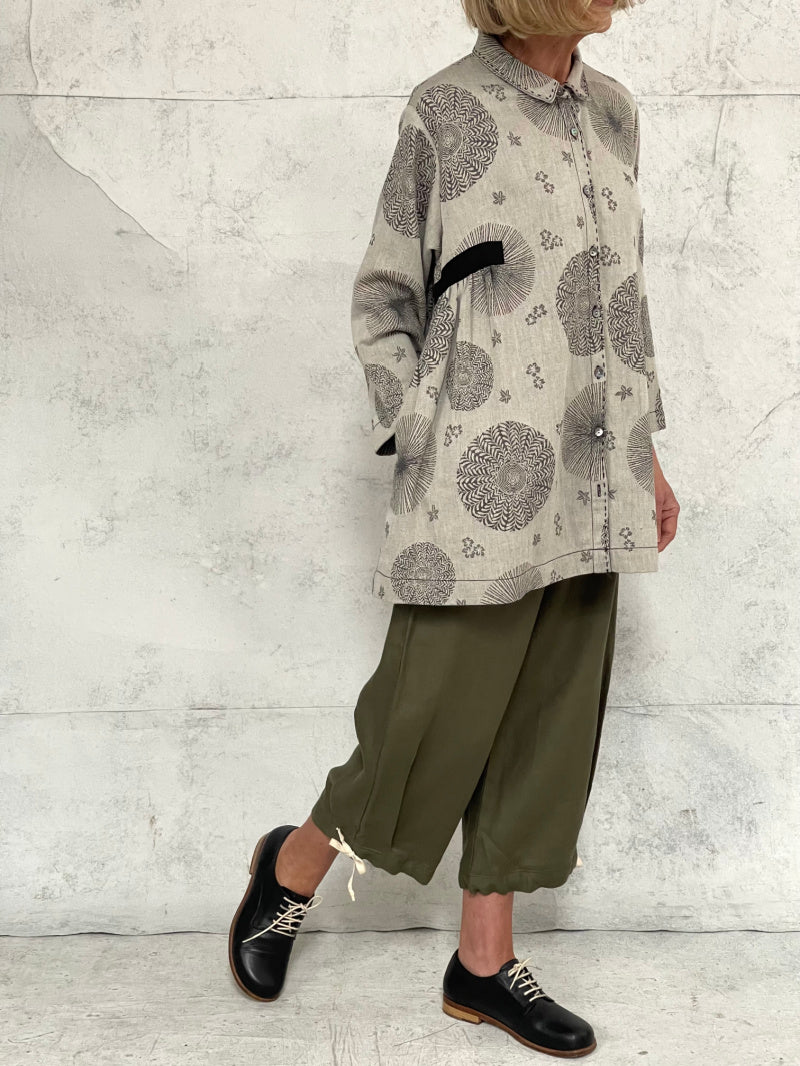 Poet Smock in Natural Oriental Jacquard Linen