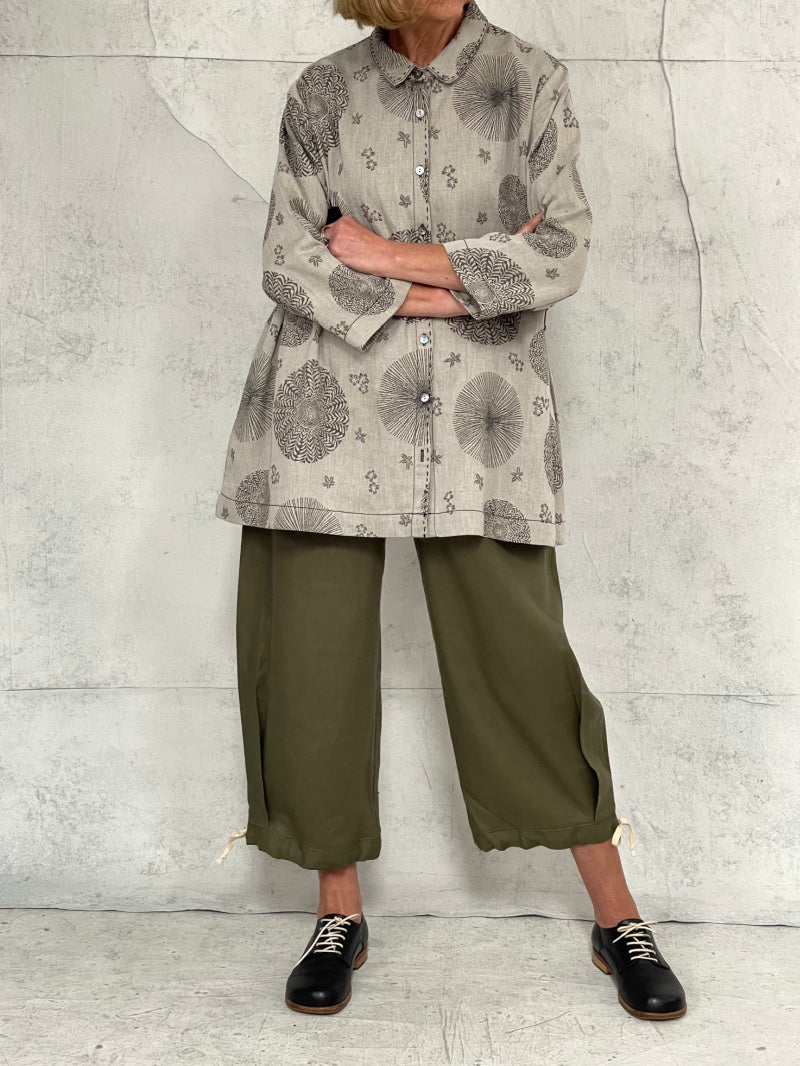 Poet Smock in Natural Oriental Jacquard Linen