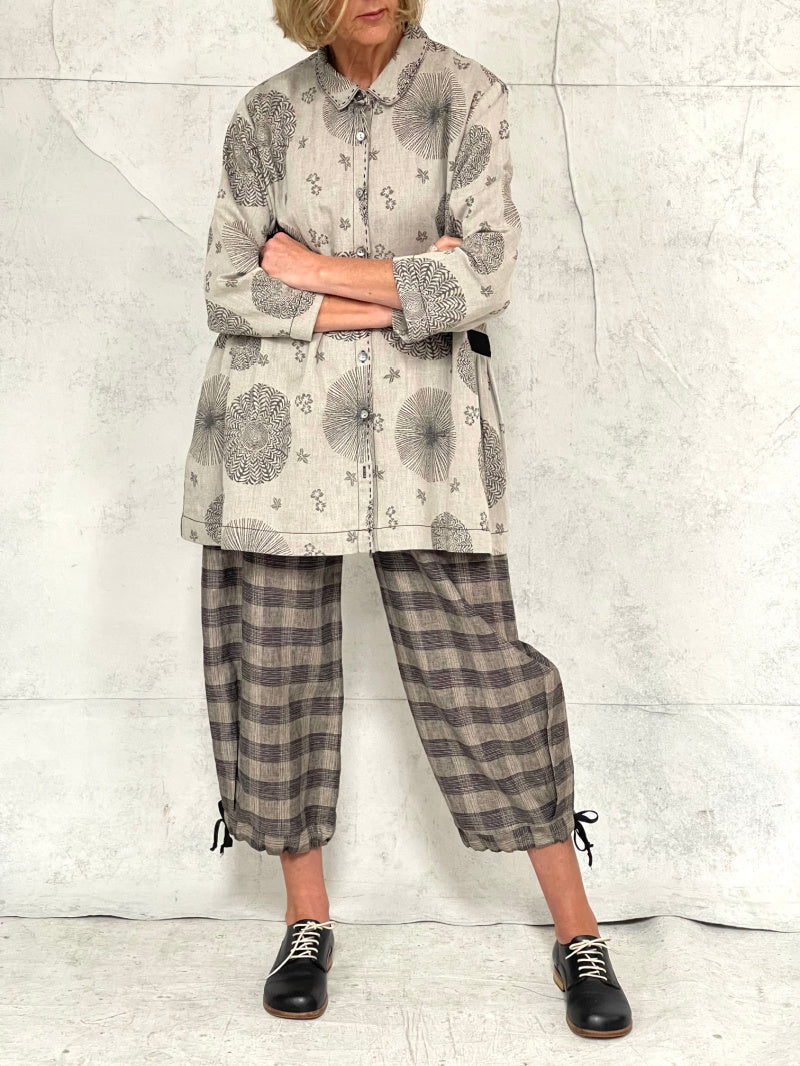 Poet Smock in Natural Oriental Jacquard Linen