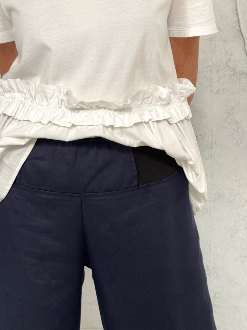 Harriet Pant in Navy Linen