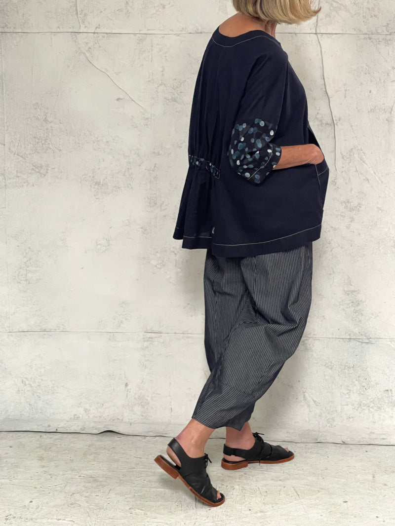 Grace Pant Dark Indigo Stripe Cotton