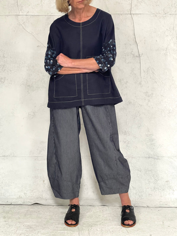Grace Pant Dark Indigo Stripe Cotton