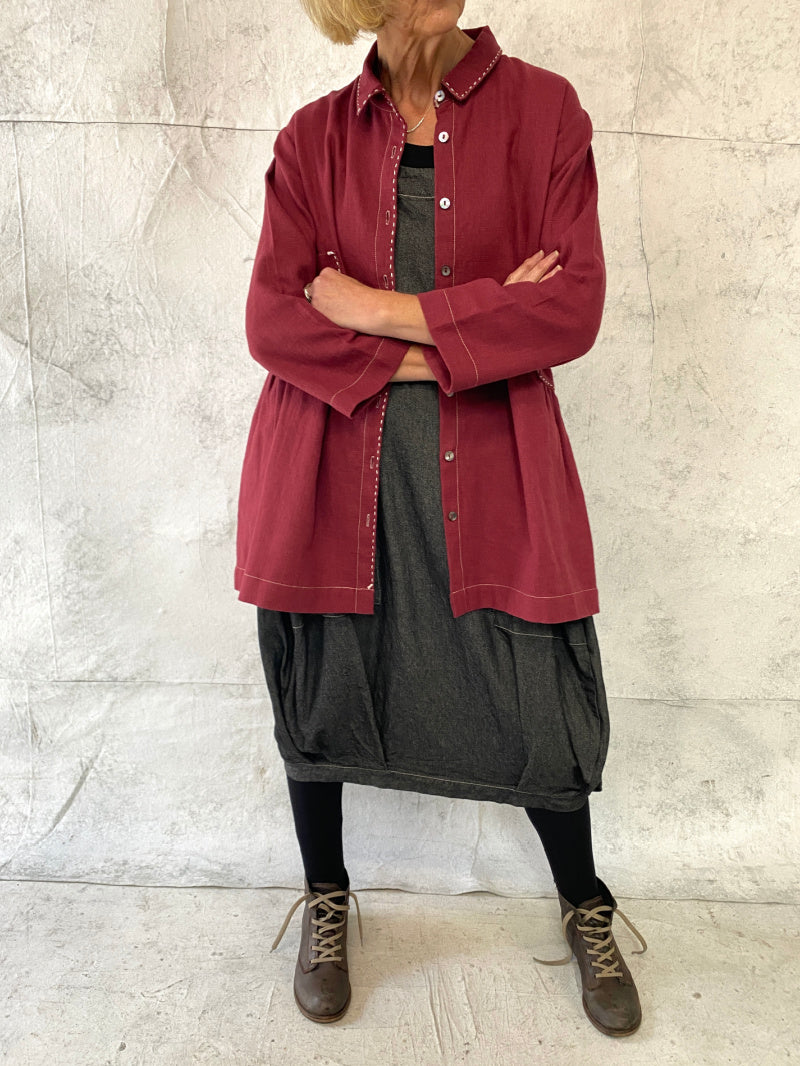 Maya Dress with New Front Pocket Detail in Soft Grey Denim (Slightly Shorter Length)