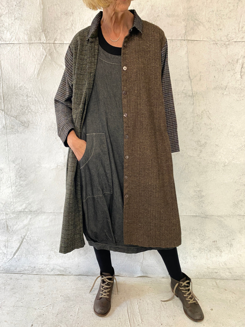 Maya Dress with New Front Pocket Detail in Soft Grey Denim (Slightly Shorter Length)