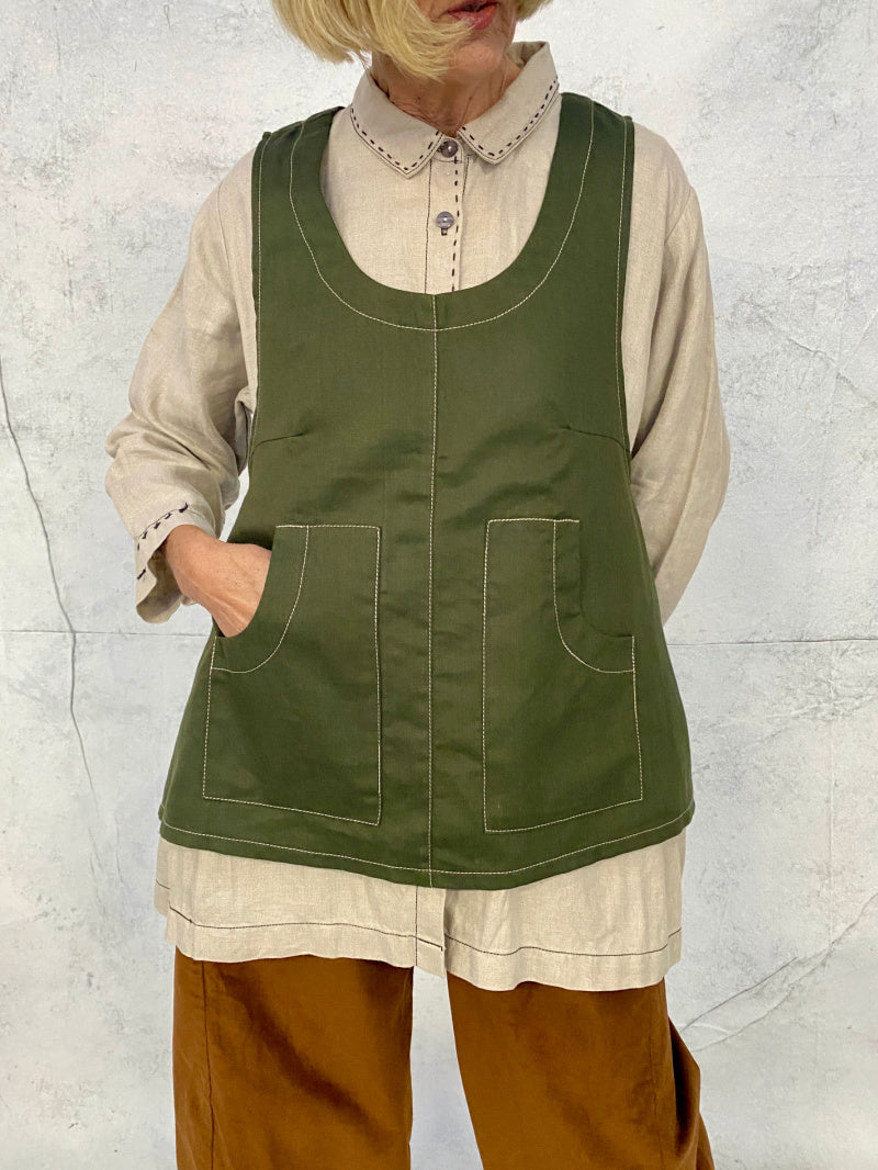Hana Vest Forest Green Linen