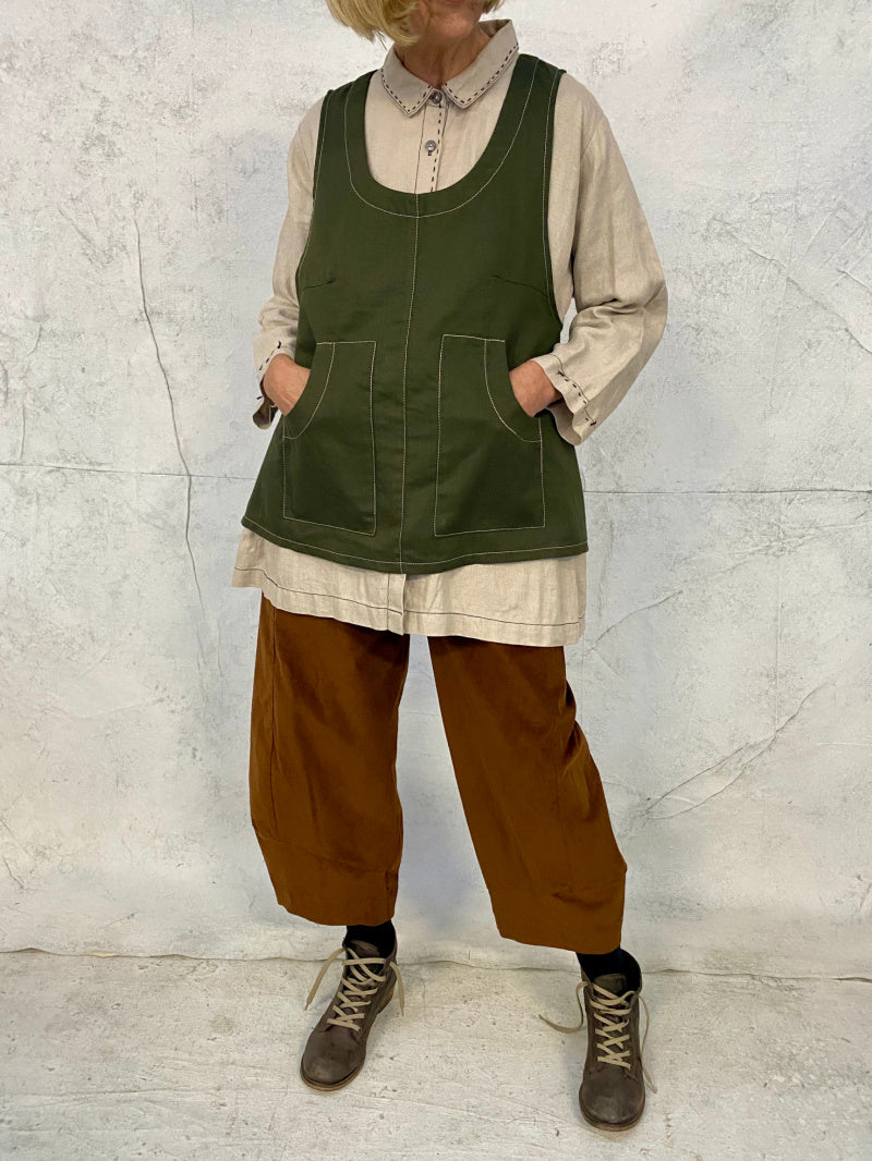 Hana Vest Forest Green Linen
