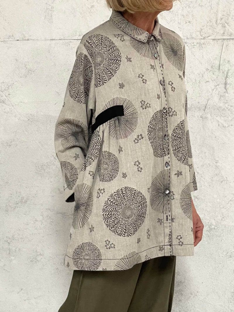 Poet Smock in Natural Oriental Jacquard Linen
