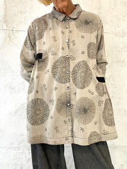Poet Smock in Natural Oriental Jacquard Linen