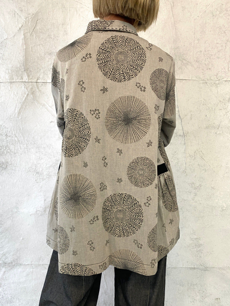 Poet Smock in Natural Oriental Jacquard Linen