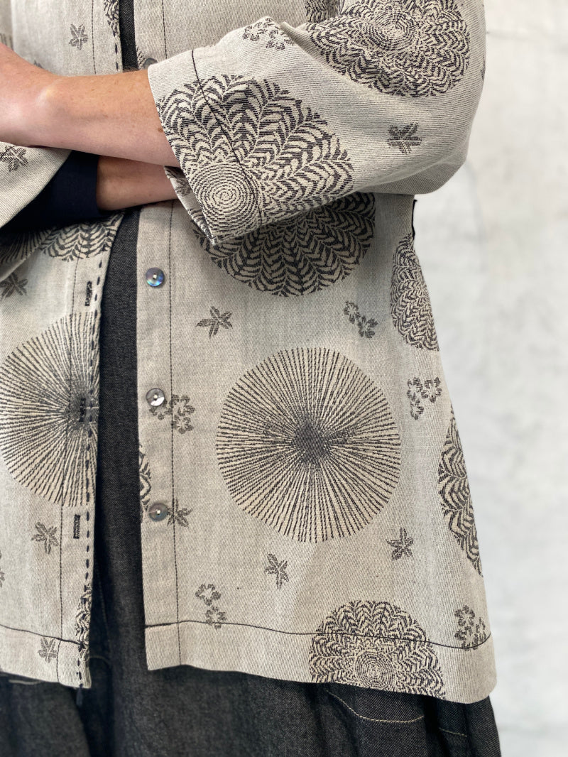 Poet Smock in Natural Oriental Jacquard Linen