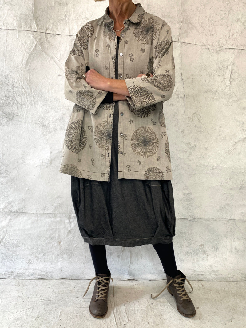 Maya Dress with New Front Pocket Detail in Soft Grey Denim (Slightly Shorter Length)
