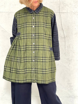 Poet Smock in Mixed Check Cotton