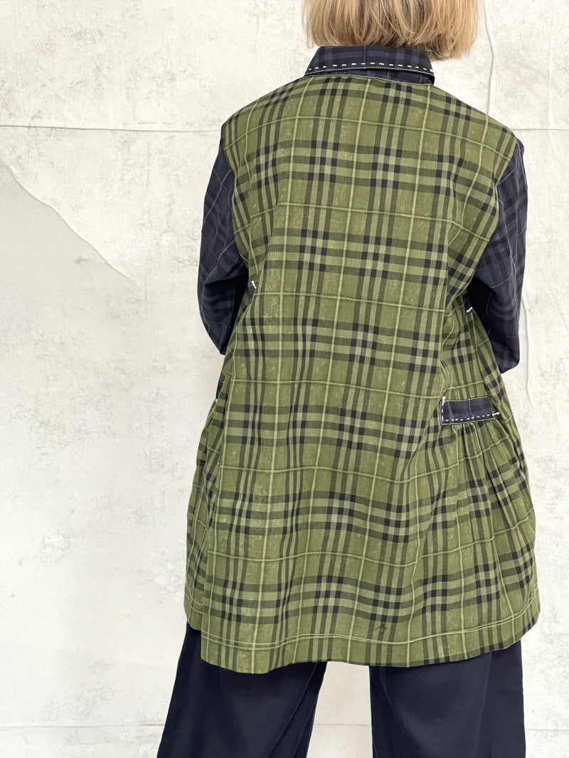 Poet Smock in Mixed Check Cotton