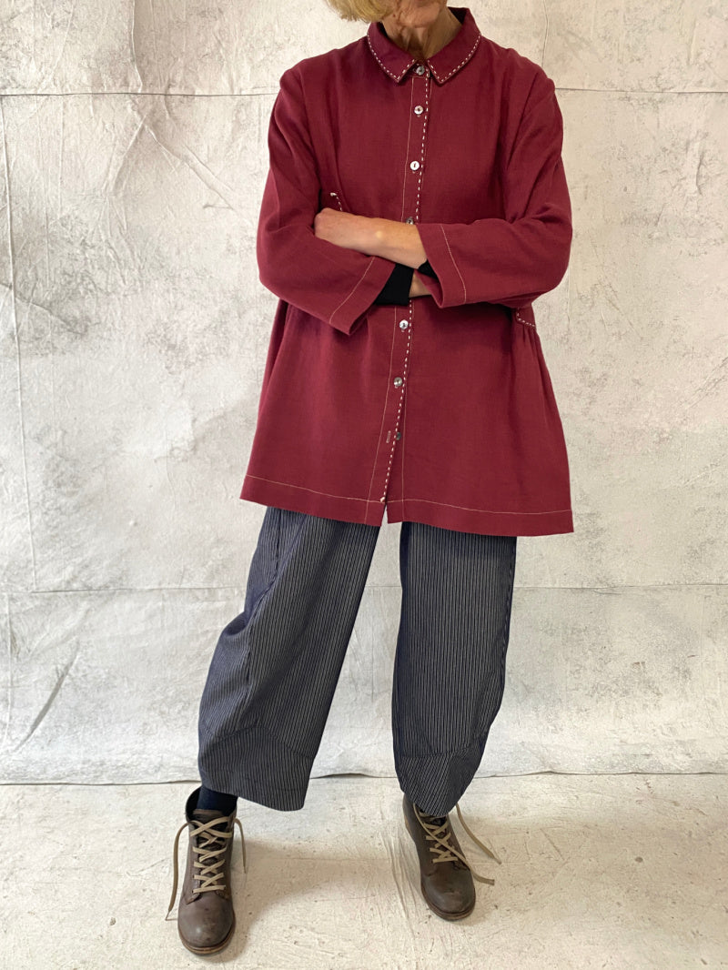 Grace Pant Dark Indigo Stripe Cotton