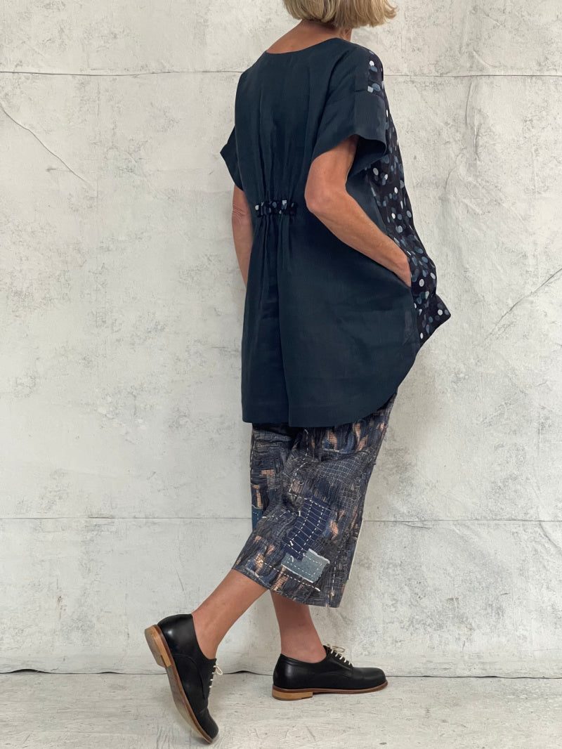 Willow Top Japanese Spot with Teal Linen Back