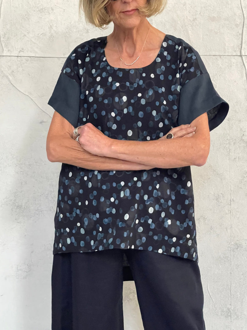 Willow Top Japanese Spot with Teal Linen Back