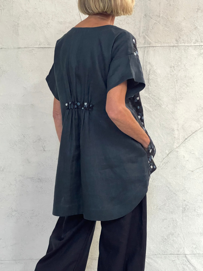 Willow Top Japanese Spot with Teal Linen Back