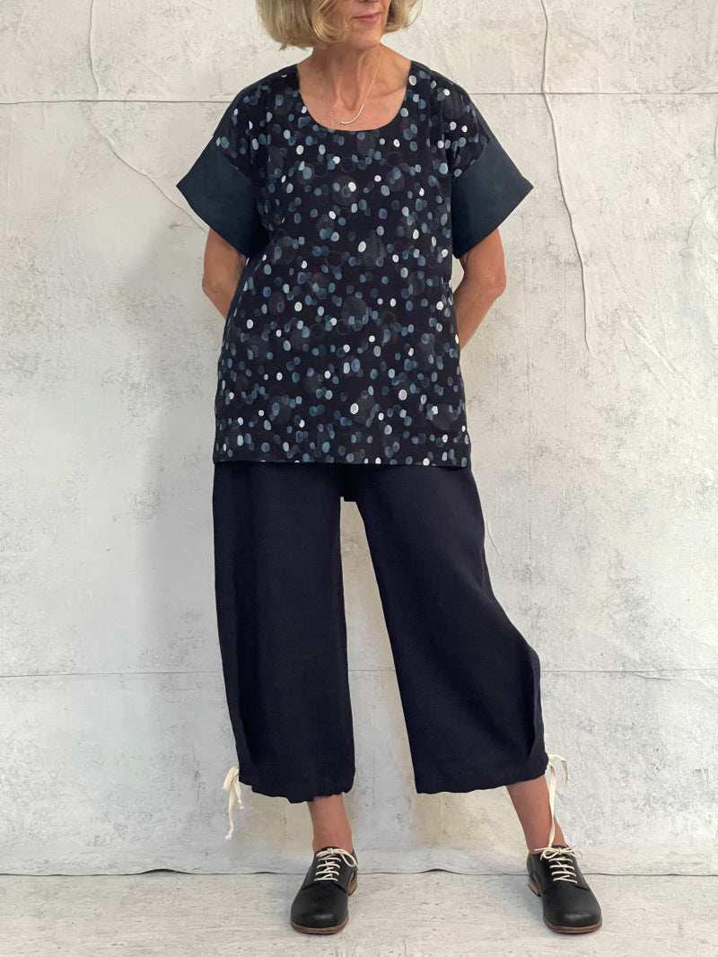 Willow Top Japanese Spot with Teal Linen Back