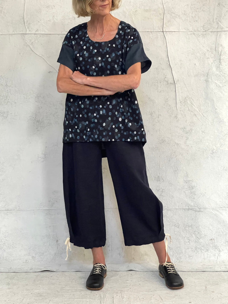 Willow Top Japanese Spot with Teal Linen Back