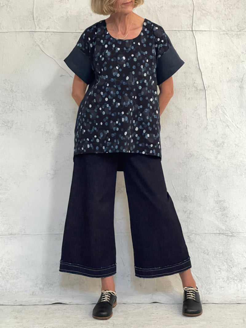 Willow Top Japanese Spot with Teal Linen Back