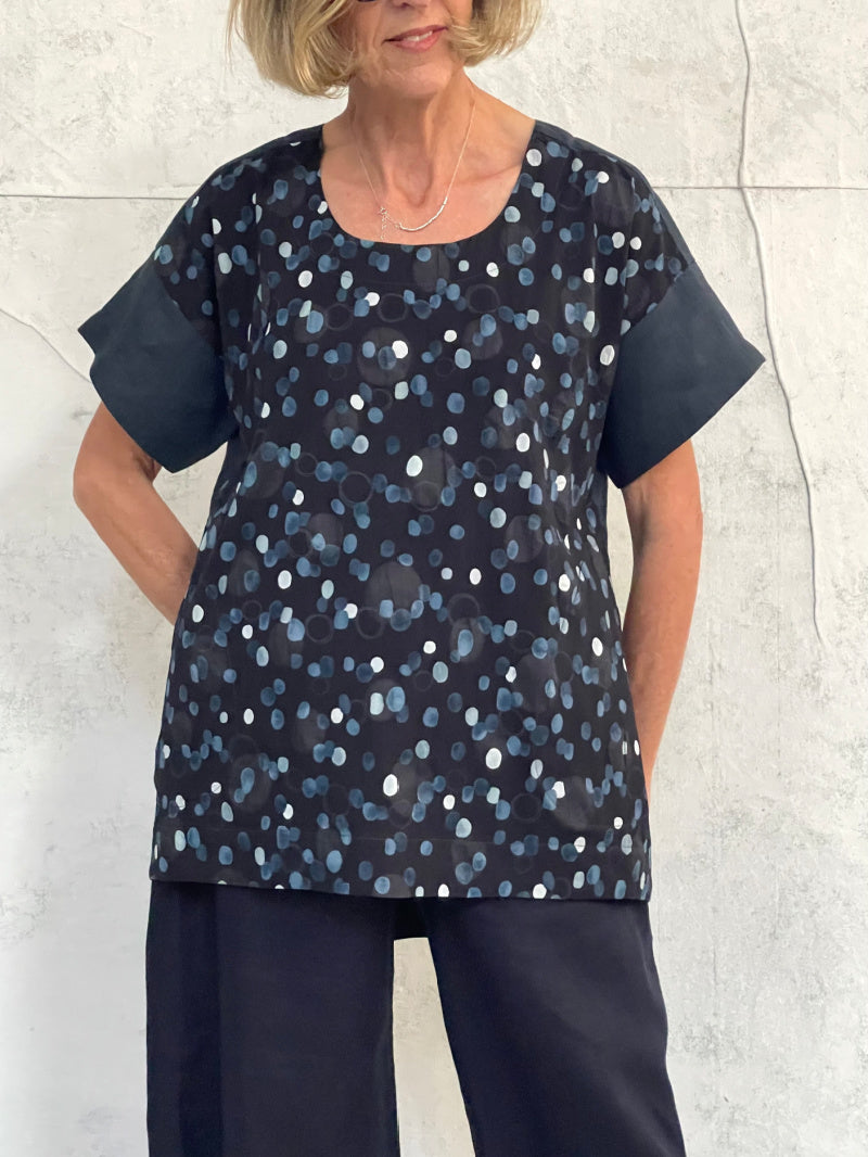 Willow Top Japanese Spot with Teal Linen Back