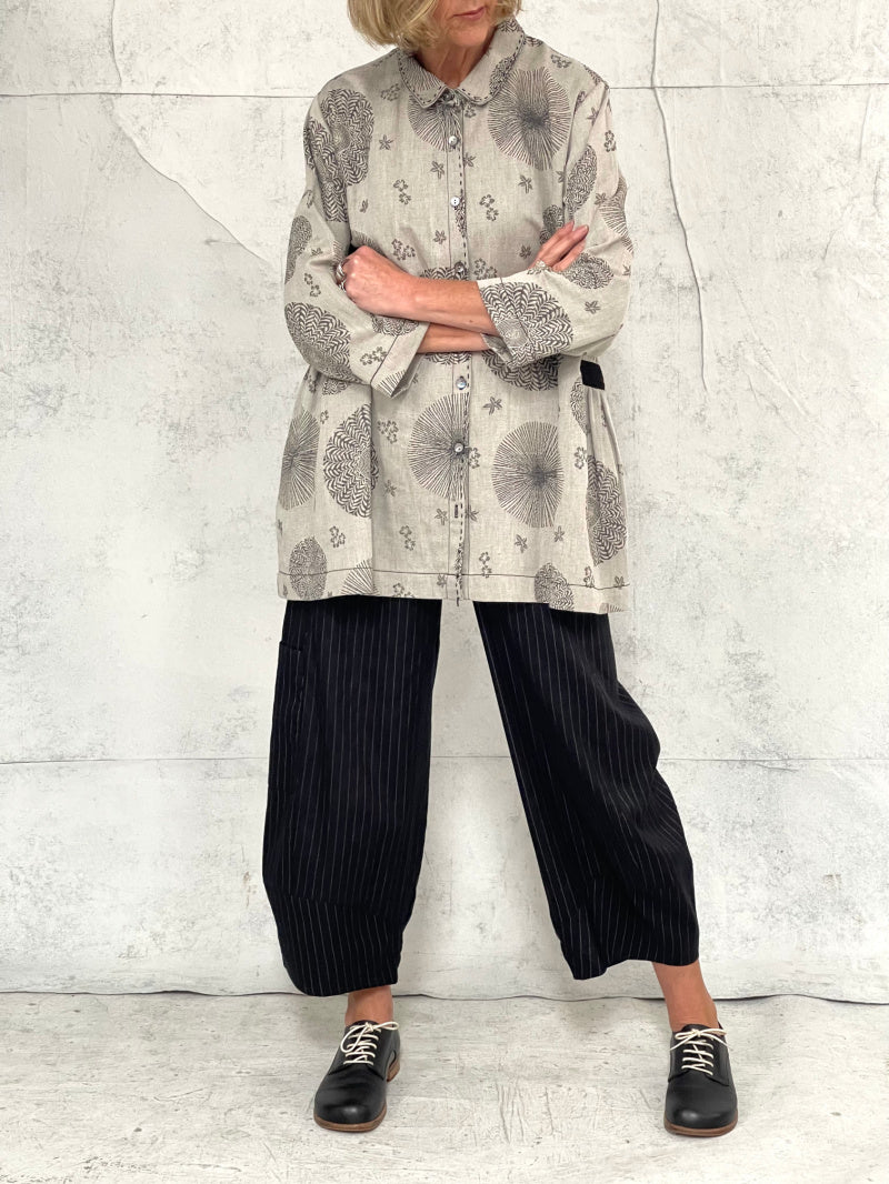 Poet Smock in Natural Oriental Jacquard Linen