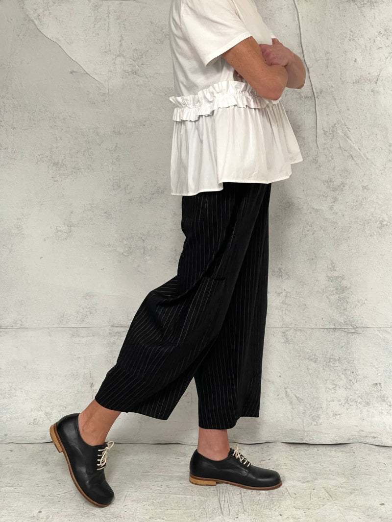 Grace Pant Black Pinstripe Stretch Linen
