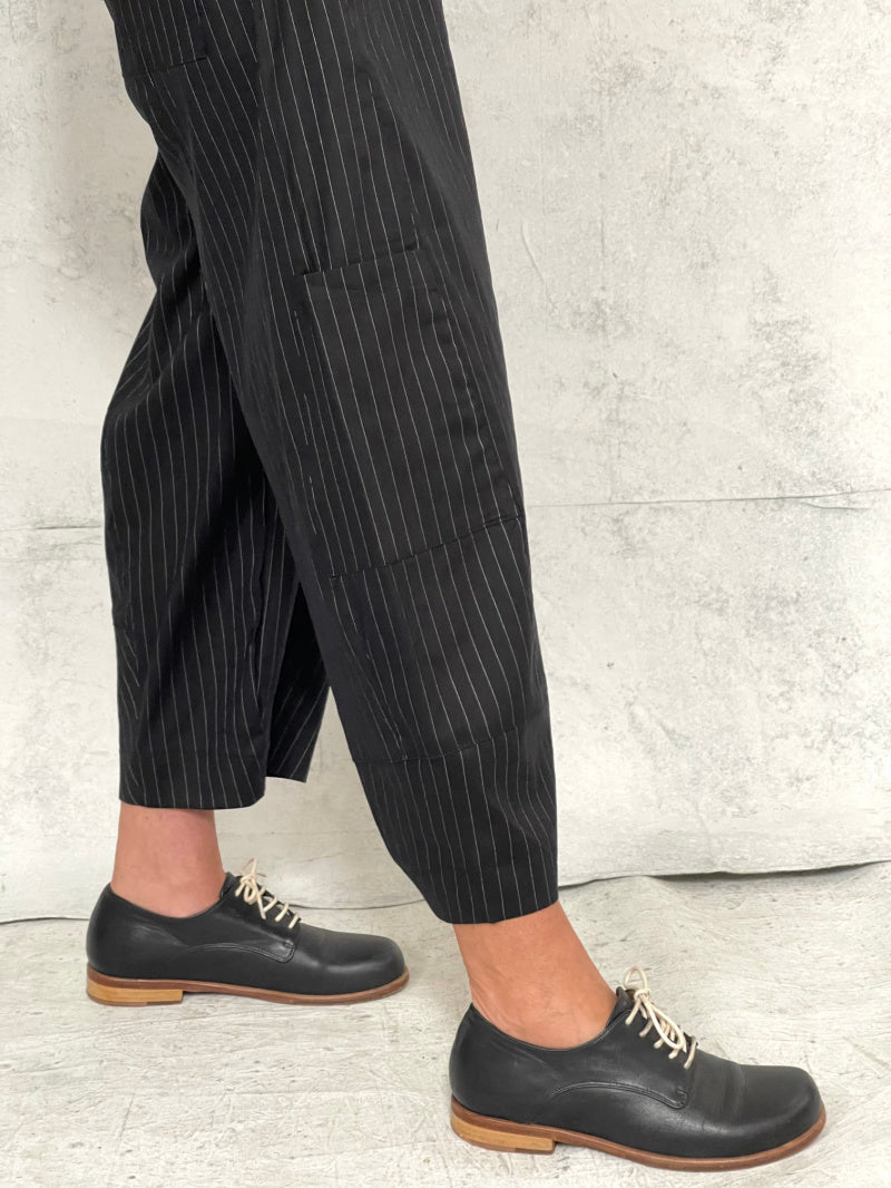 Grace Pant Black Pinstripe Stretch Linen